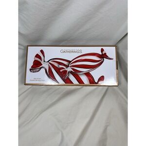 Godinger Gatherings Peppermint Candy‎ Crystal Serving Trays Set of 2 Christmas